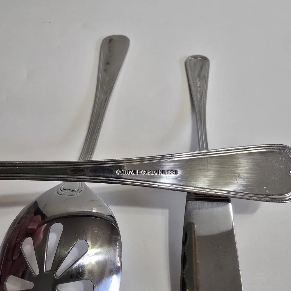 TOWLE Stainless Flatware 3 Piece Serving STRATFORD Spoons Butter Knife